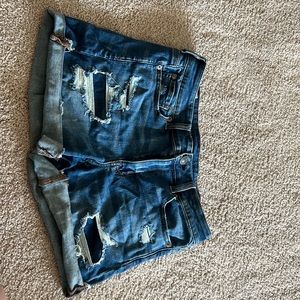 Denim lightly ripped American Eagle jean shorts.